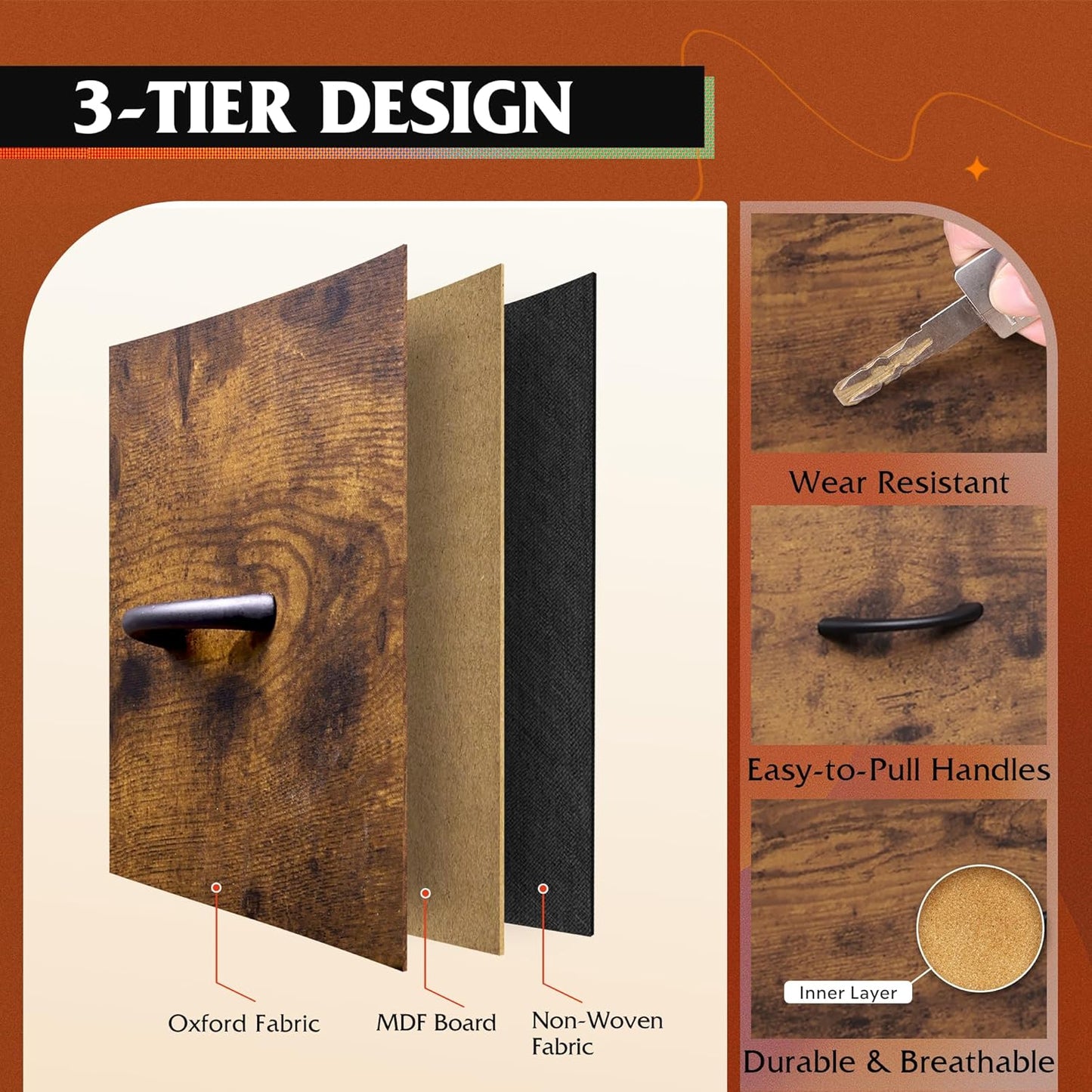 Dresser with Charging Station - 5 Drawer Fabric Chest
