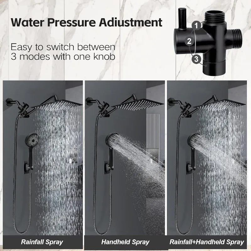 High Pressure Rain Shower Head Combo with Handheld & Extension