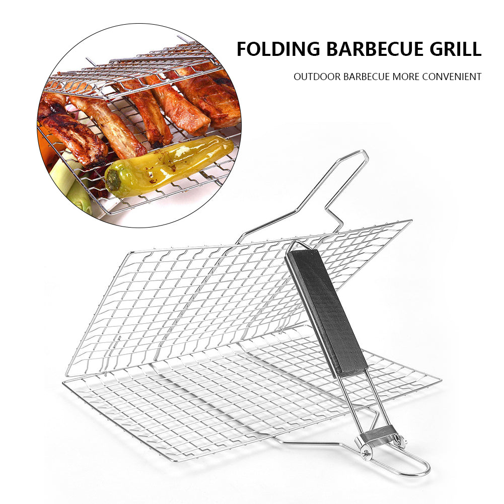 BBQ Grilling Basket Foldable Stainless Steel 8.6x12.6 Inch