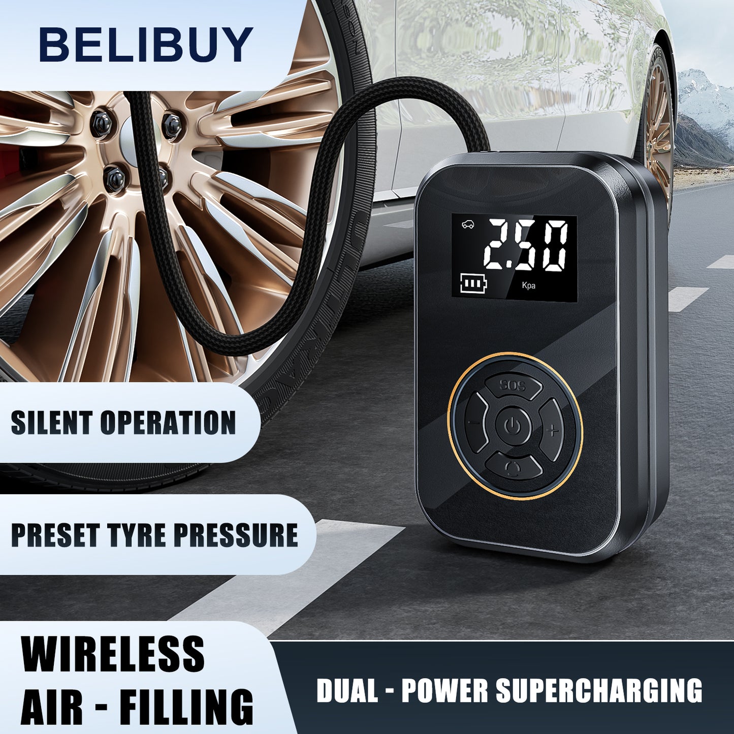 Portable Tire Inflator - Rapid Electric Air Pump with LCD Display