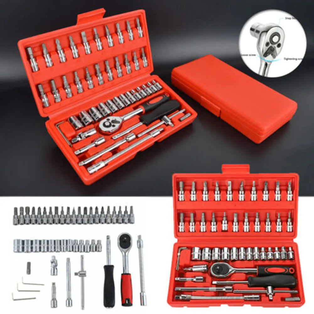 46PCS Metric Ratchet Wrench Kit - Professional Metalworking Tool