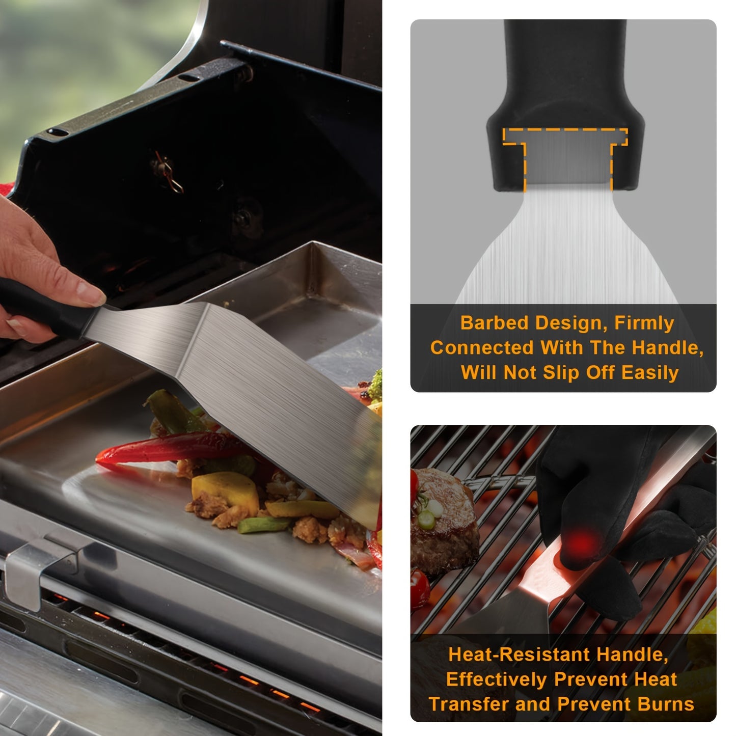 Stainless Steel Grill Tool Set - 15-Piece BBQ Kit for Camping