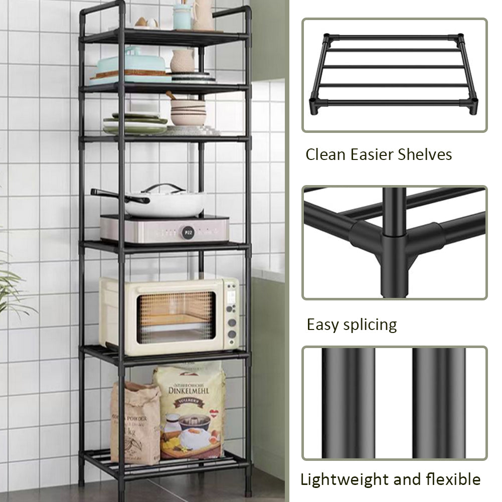 6 Tier Metal Storage Shelf - Versatile Kitchen & Bathroom Rack