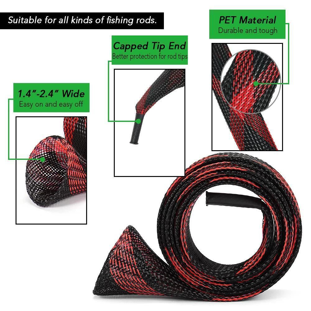 Fishing Rod Sock Mesh Covers Braided Pole Protectors - PET Wire 10PCS