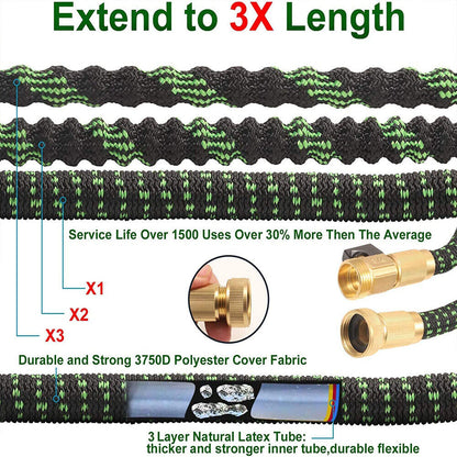 Expandable Garden Hose 50ft 75ft 100ft with 9-Function Spray Nozzle