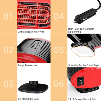 1000W Portable Heating  Fan Defroster Demister for Car Truck 12V