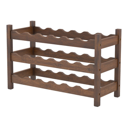 3-Tier Bamboo Freestanding Countertop Wine Bottle Organizer