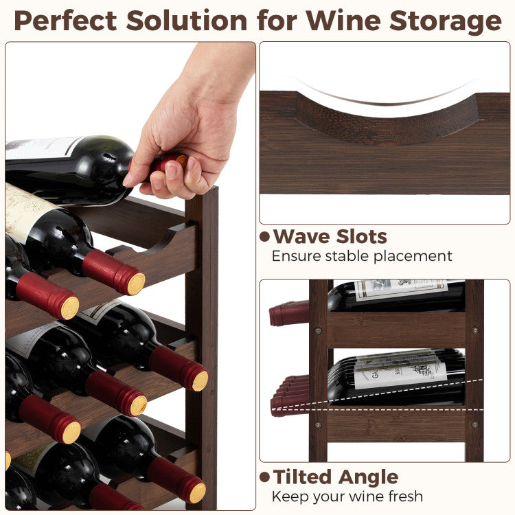 3-Tier Bamboo Freestanding Countertop Wine Bottle Organizer
