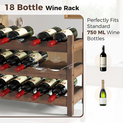 3-Tier Bamboo Freestanding Countertop Wine Bottle Organizer