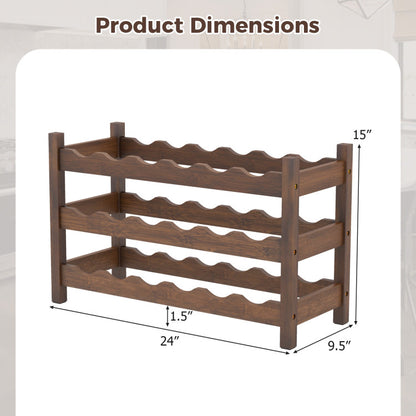 3-Tier Bamboo Freestanding Countertop Wine Bottle Organizer