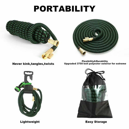 Expandable Garden Hose 50ft 75ft 100ft with 9-Function Spray Nozzle
