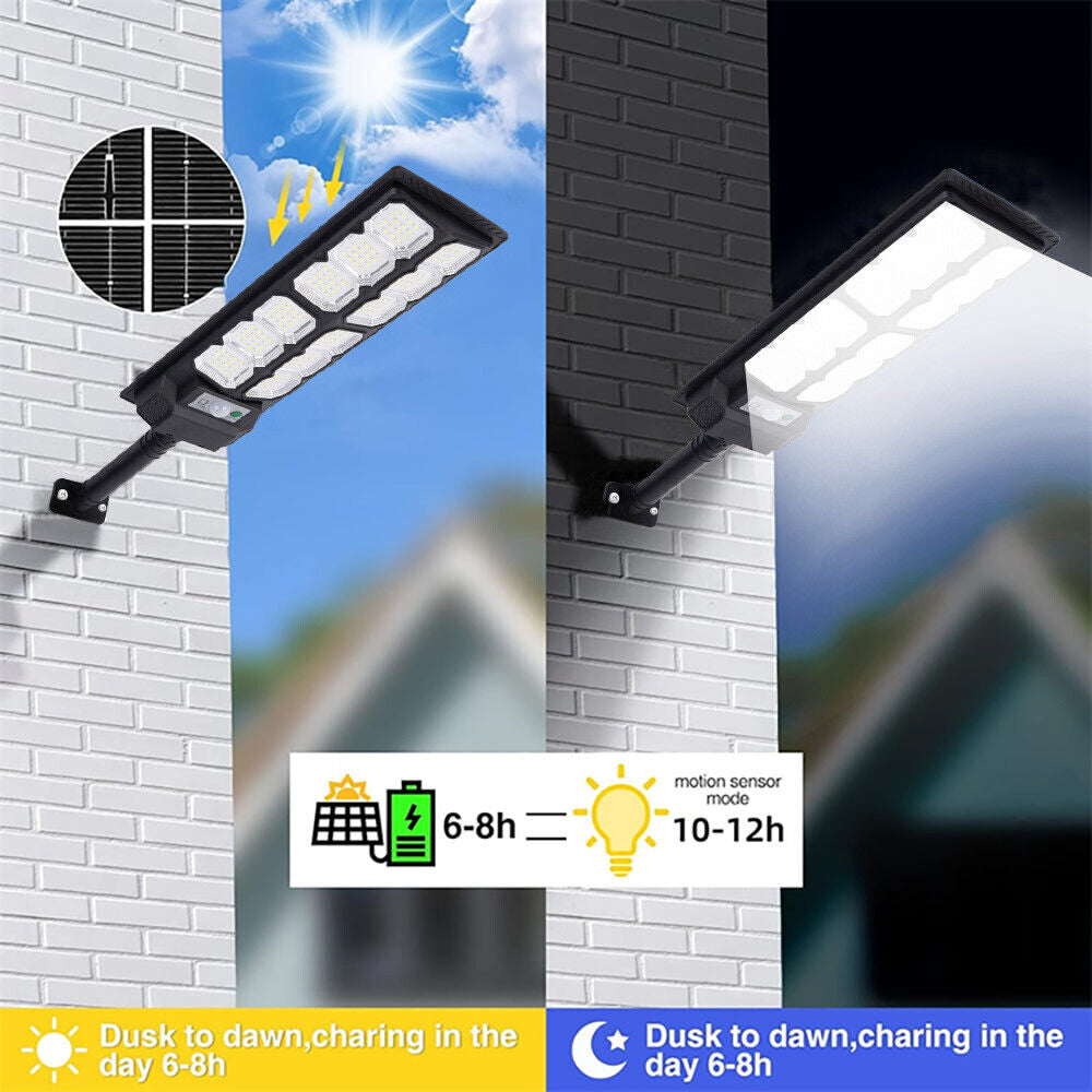 2PK Solar Street Lights Outdoor Dusk to Dawn Motion Sensor Flood Light Wall Lamp