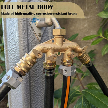 Heavy Duty Hose Splitter 4-Way Garden Shut off Valves All Brass