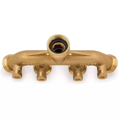 Heavy Duty Hose Splitter 4-Way Garden Shut off Valves All Brass