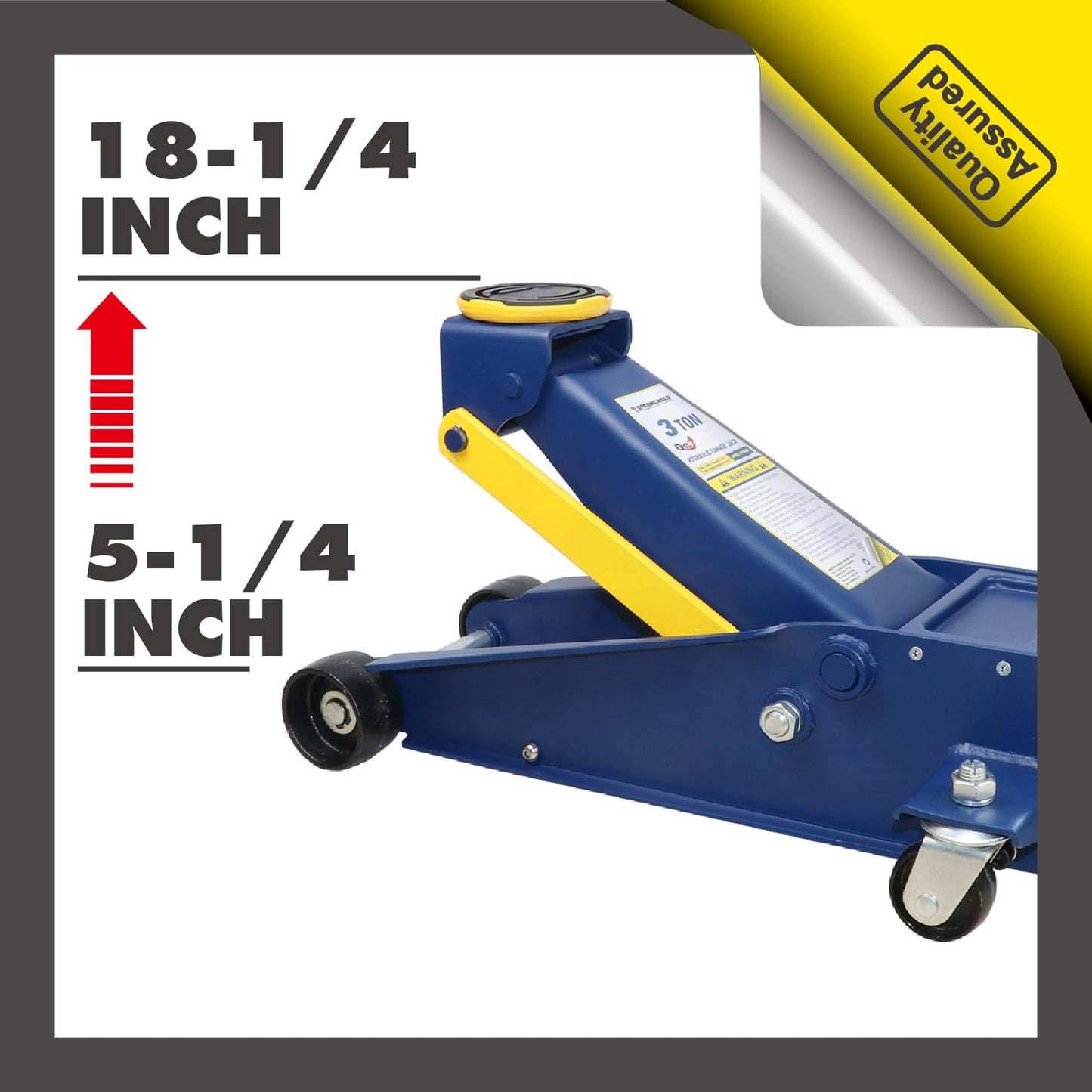 3 Ton Hydraulic Garage Jack - Heavy-Duty Quick Lift