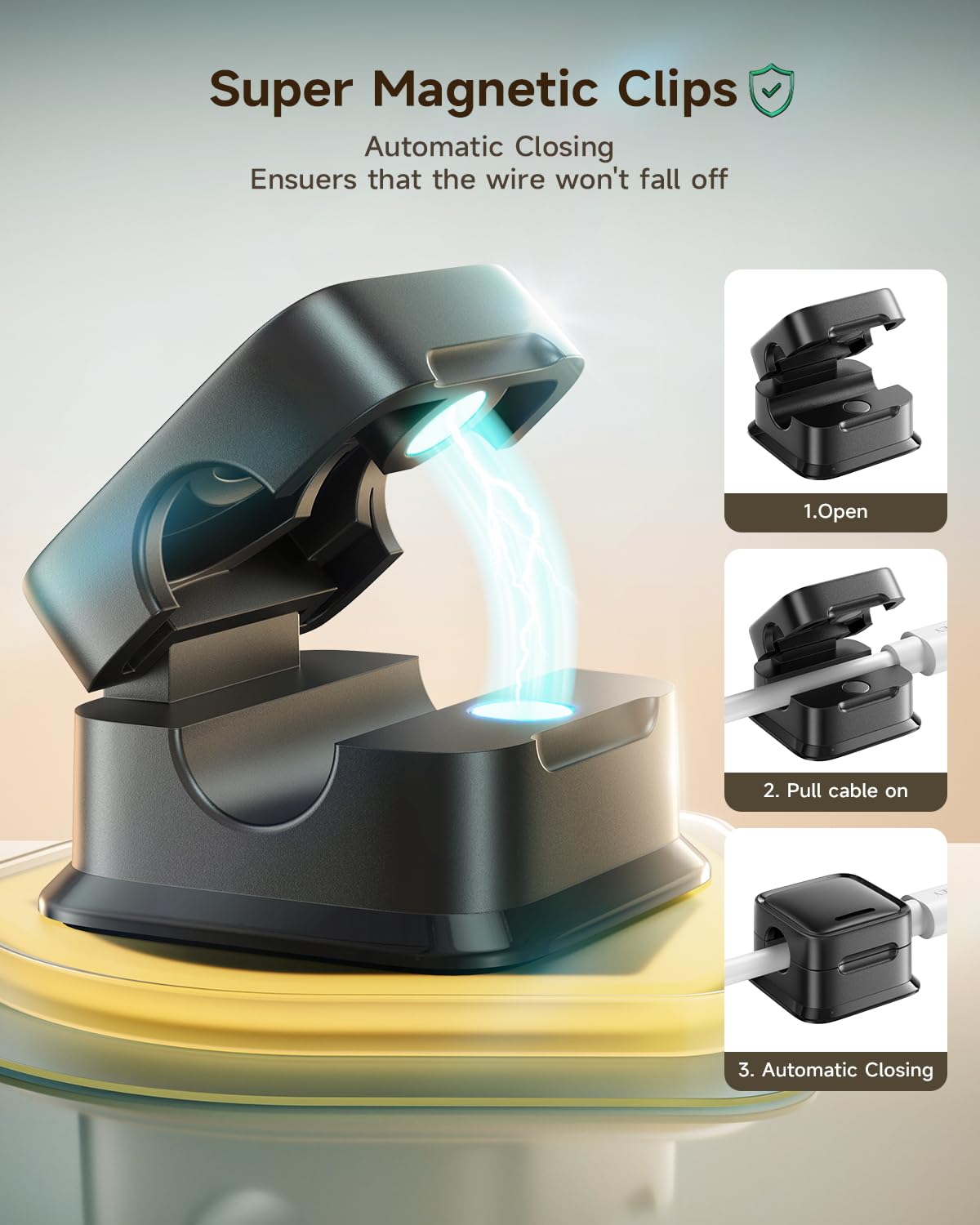 Cord Organizer Holder - 8 Pack Magnetic Cable Clips
