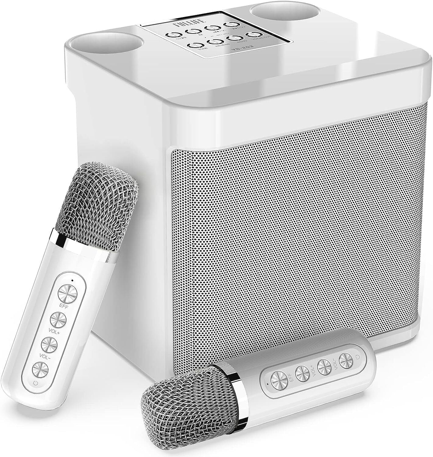 Portable Karaoke Machine with 2 Wireless Mics Bluetooth 5.1 LED Speaker