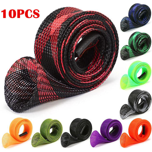 Fishing Rod Sock Mesh Covers Braided Pole Protectors - PET Wire 10PCS 