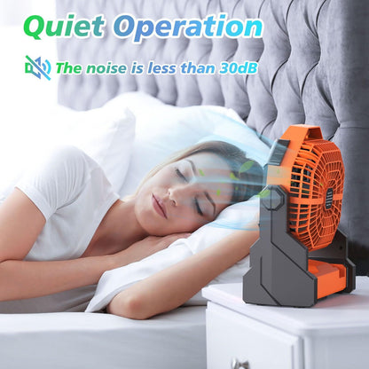 Portable Camping Fan with LED Light & Rechargeable Battery