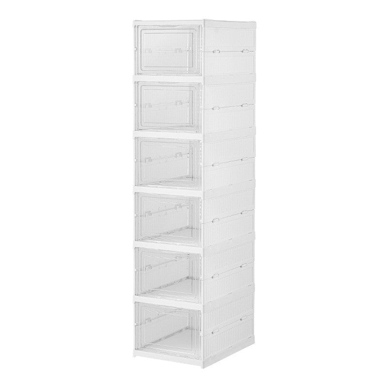 6 Tier Shoe Rack Organizer Foldable Stackable Storage Shelf No Assembly Plastic