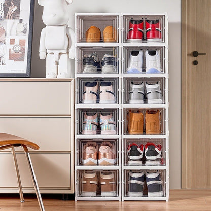6 Tier Shoe Rack Organizer Foldable Stackable Storage Shelf No Assembly Plastic