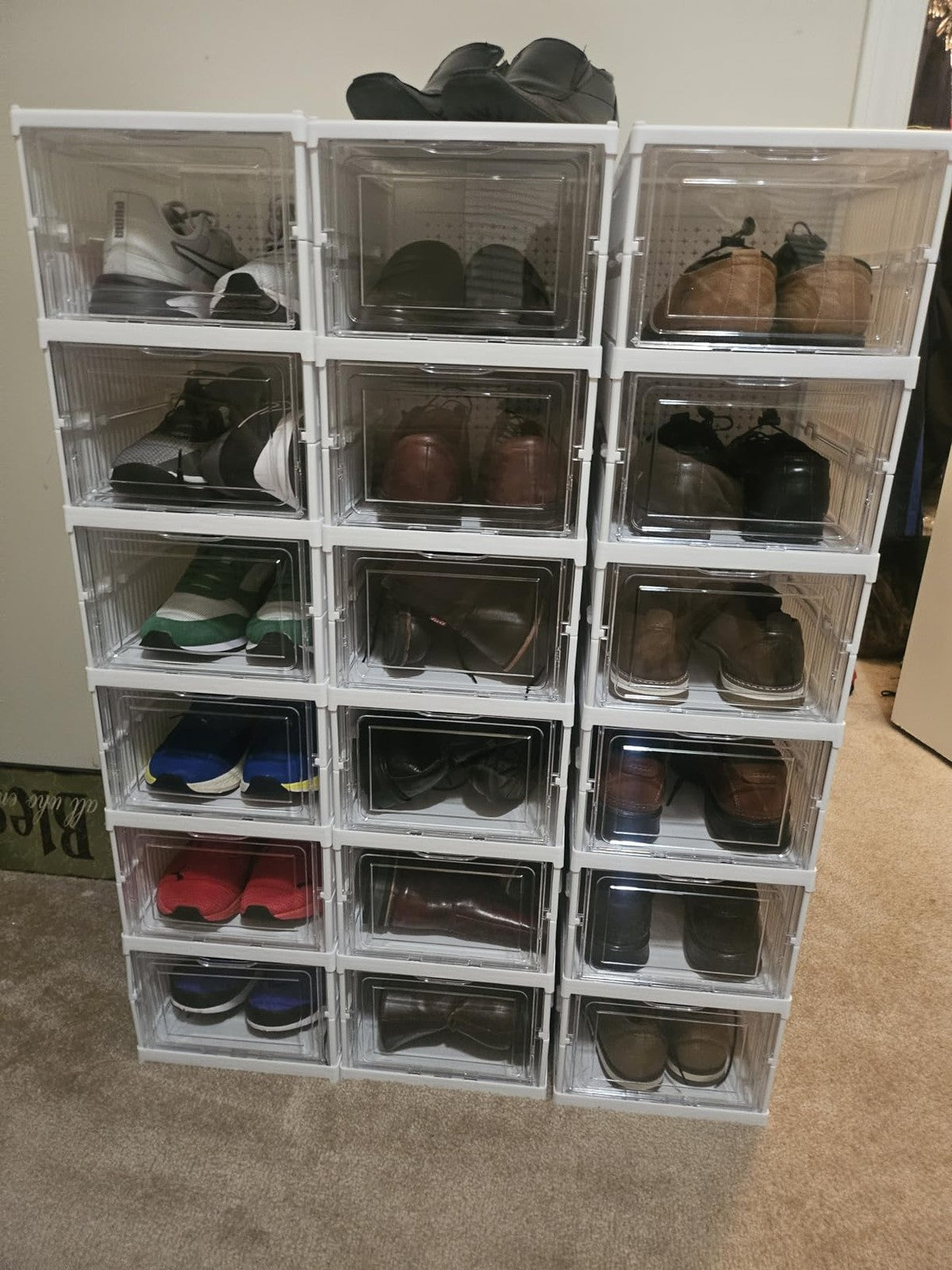 6 Tier Shoe Rack Organizer Foldable Stackable Storage Shelf No Assembly Plastic