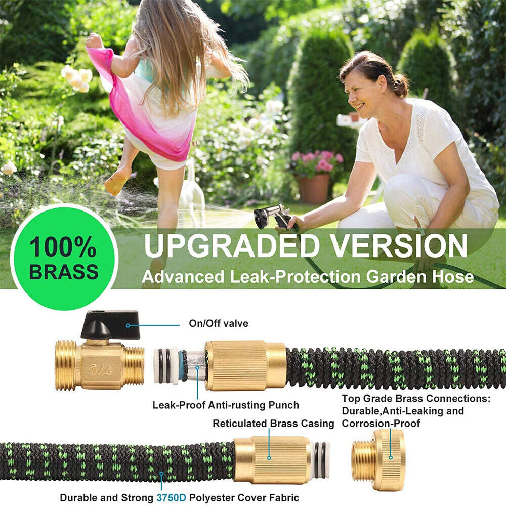 Expandable Garden Hose 50ft 75ft 100ft with 9-Function Spray Nozzle