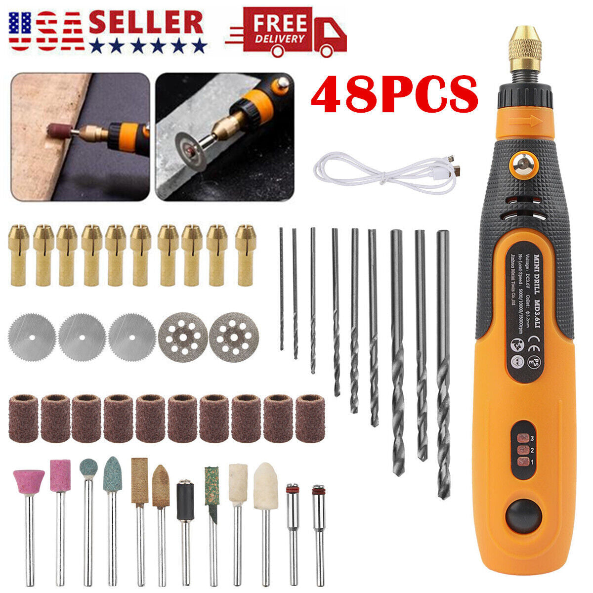 Abrasive Rotary Tool Set for Grinding Sanding Cutting Polishing - 48 Pcs