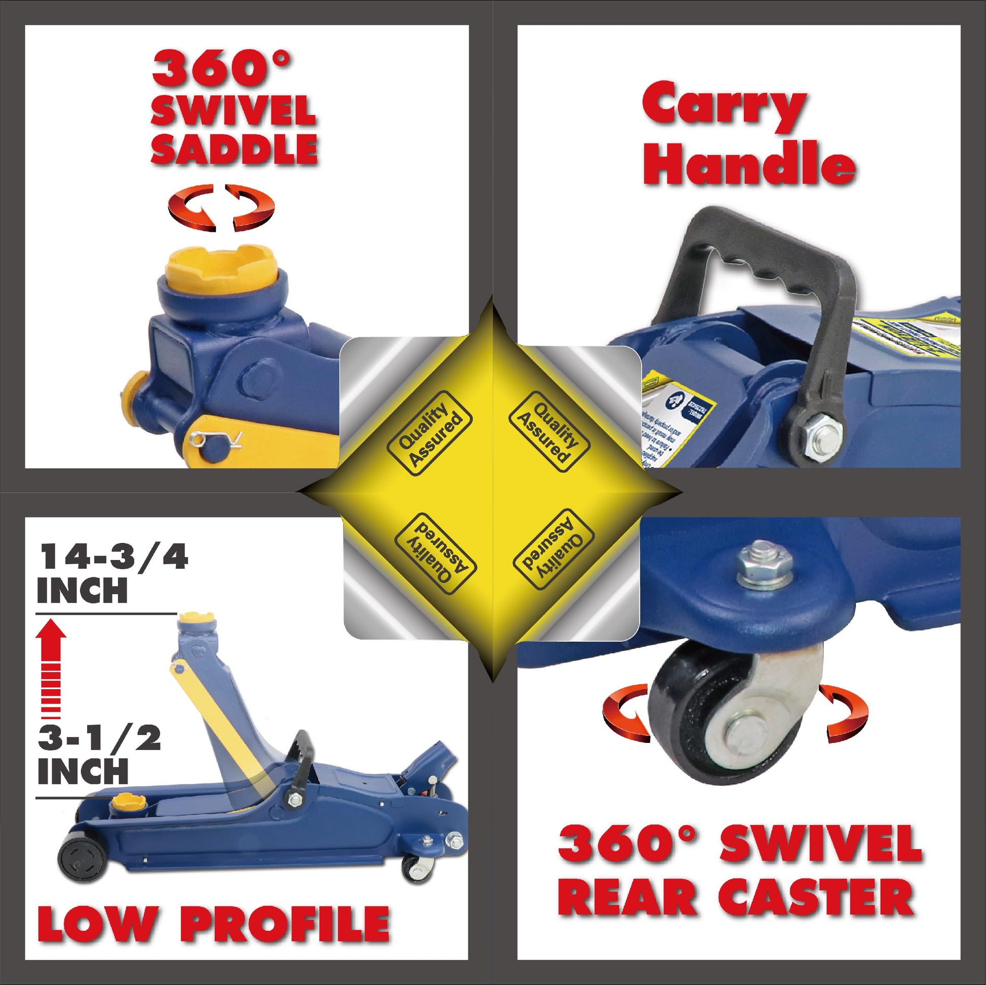 2.5-Ton Hydraulic Trolley Jack - Low Profile, Heavy-Duty Steel