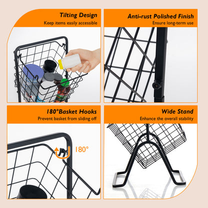 3-Tier Fruit Basket Stand with Adjustable Heights