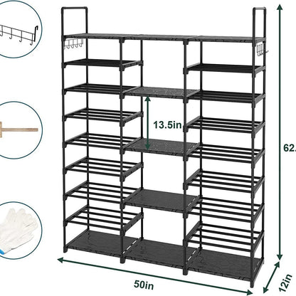 9-Tier Metal Shoe Rack — 50-Pair Freestanding Shoe Organizer