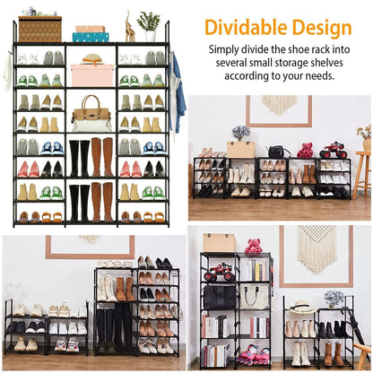 9-Tier Metal Shoe Rack — 50-Pair Freestanding Shoe Organizer