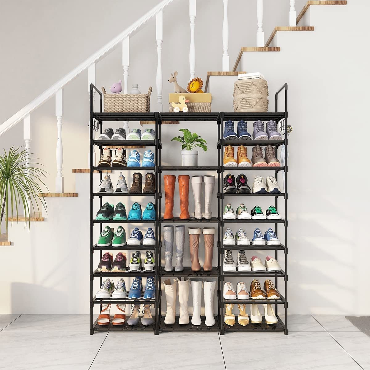 9-Tier Metal Shoe Rack — 50-Pair Freestanding Shoe Organizer
