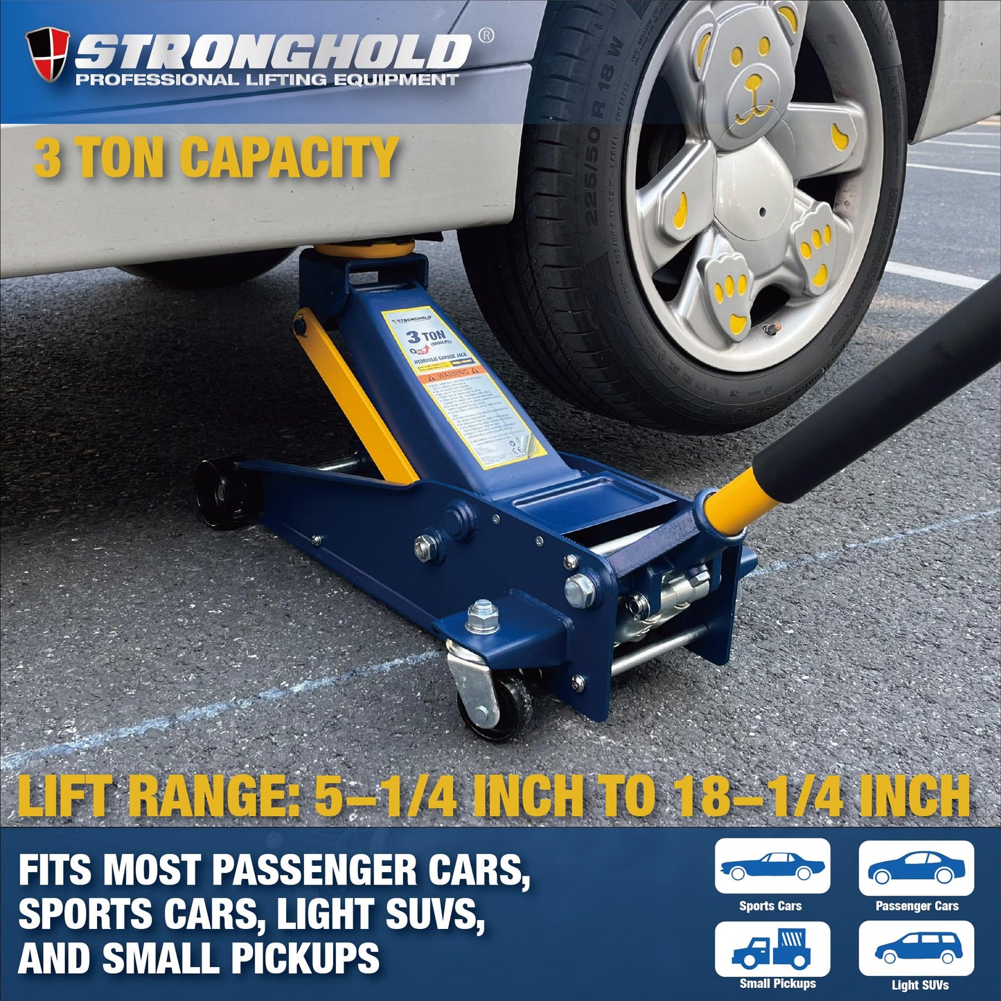 3 Ton Hydraulic Garage Jack - Heavy-Duty Quick Lift
