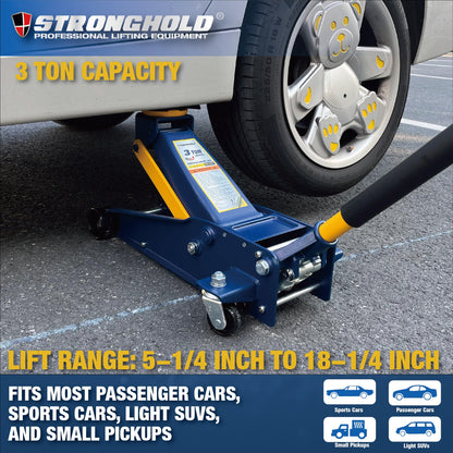 3 Ton Hydraulic Garage Jack - Heavy-Duty Quick Lift