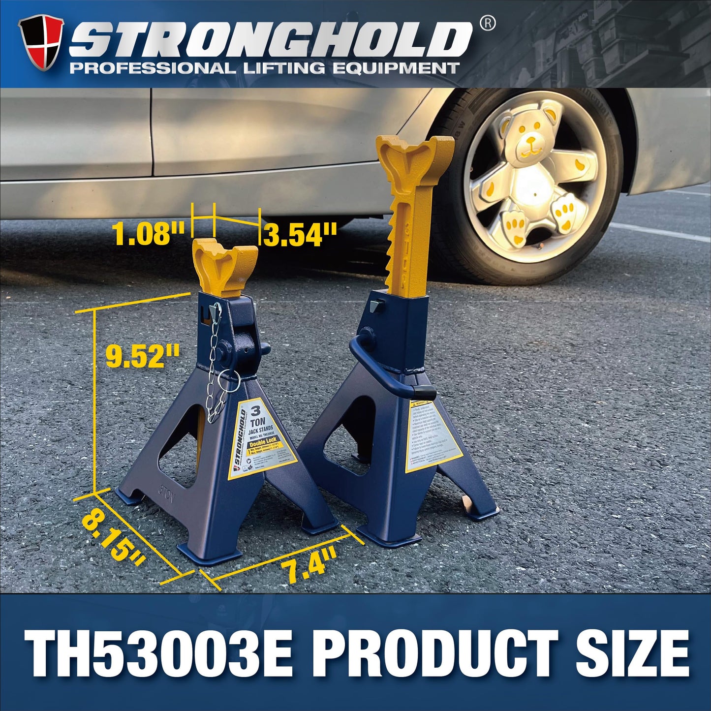 3-Ton Jack Stands - Heavy-Duty Steel, Safety Pin Lock, Pair