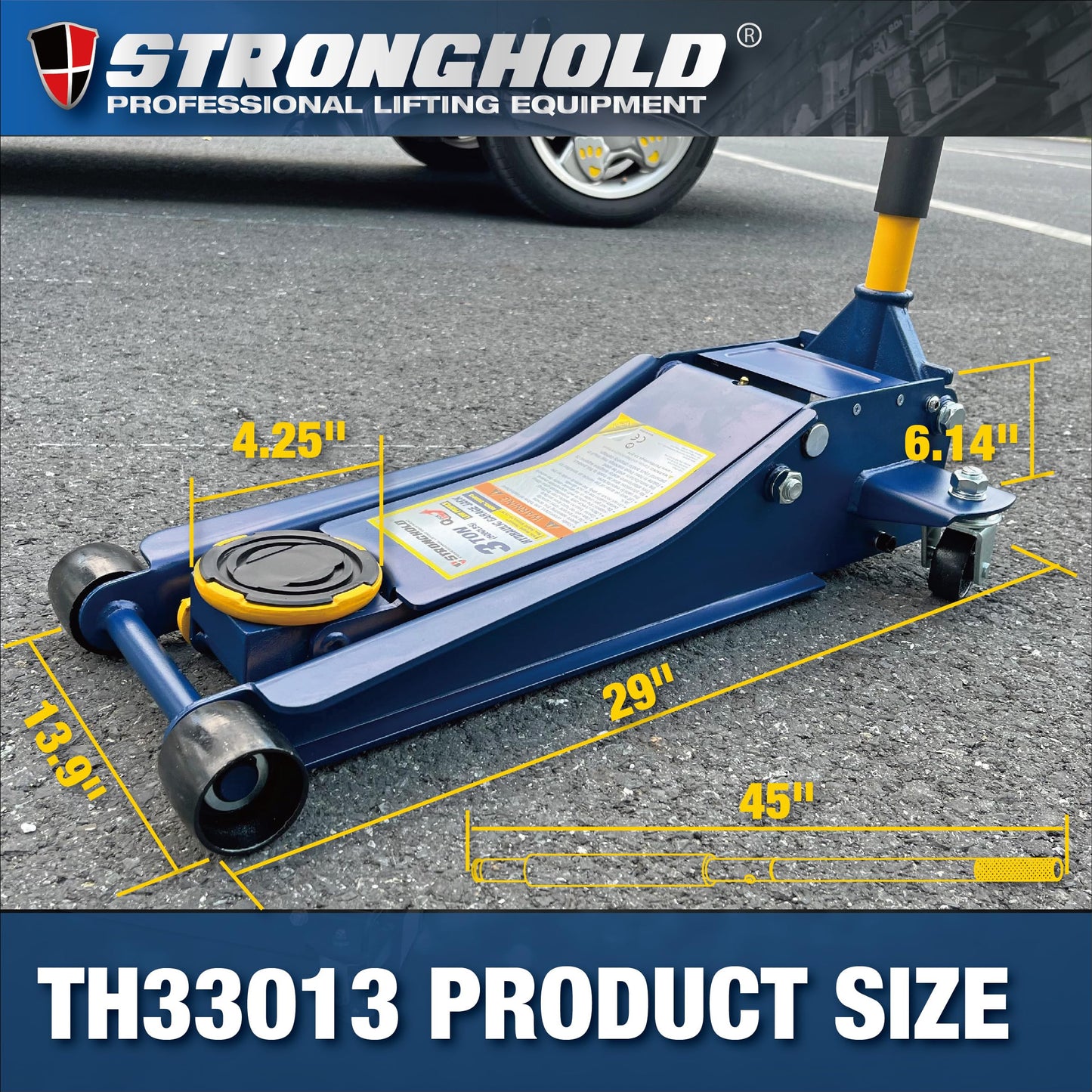 3 Ton Low Profile Floor Jack - Heavy-Duty Dual Pump Steel
