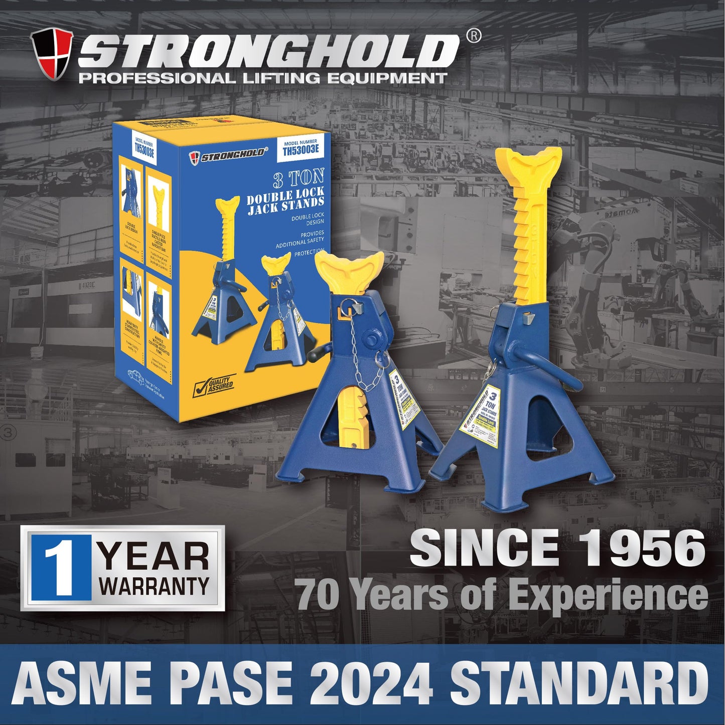 3-Ton Jack Stands - Heavy-Duty Steel, Safety Pin Lock, Pair