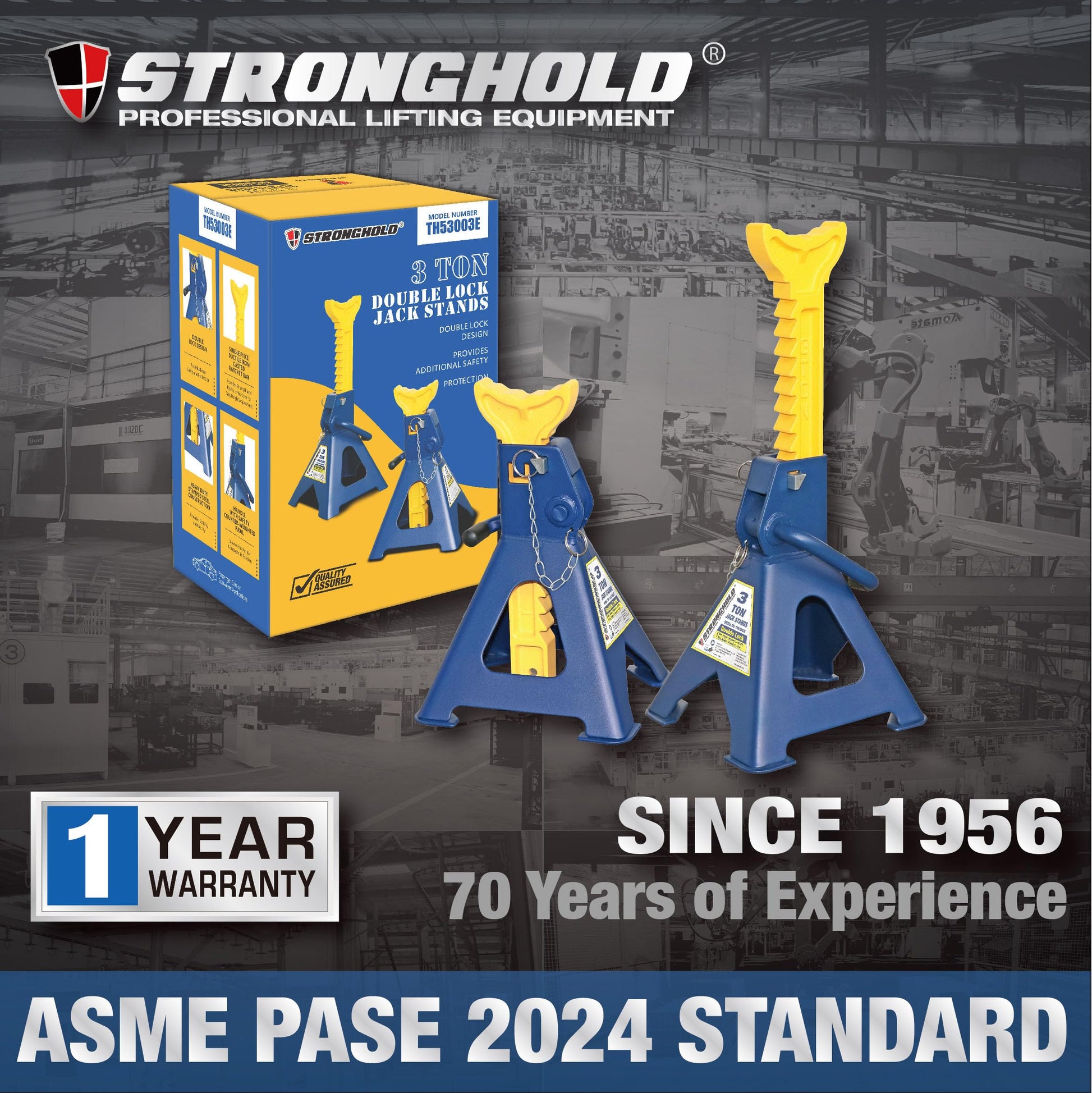 3-Ton Jack Stands - Heavy-Duty Steel, Safety Pin Lock, Pair