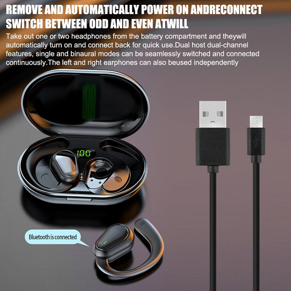  Bluetooth 5.3 Wireless Earbuds with Ear Hook with Water Resistant 