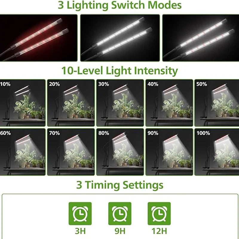 LED Grow Light for Indoor Plants, Full Spectrum with Timer