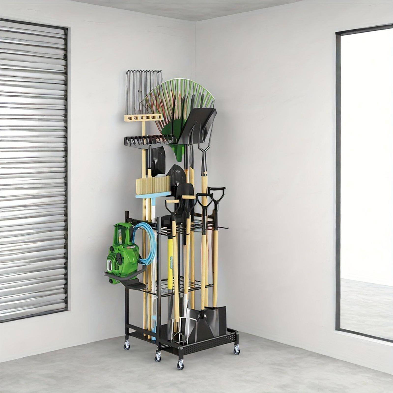 Garden Tool Organizer Rack - Space-Saving Carbon Steel Holder