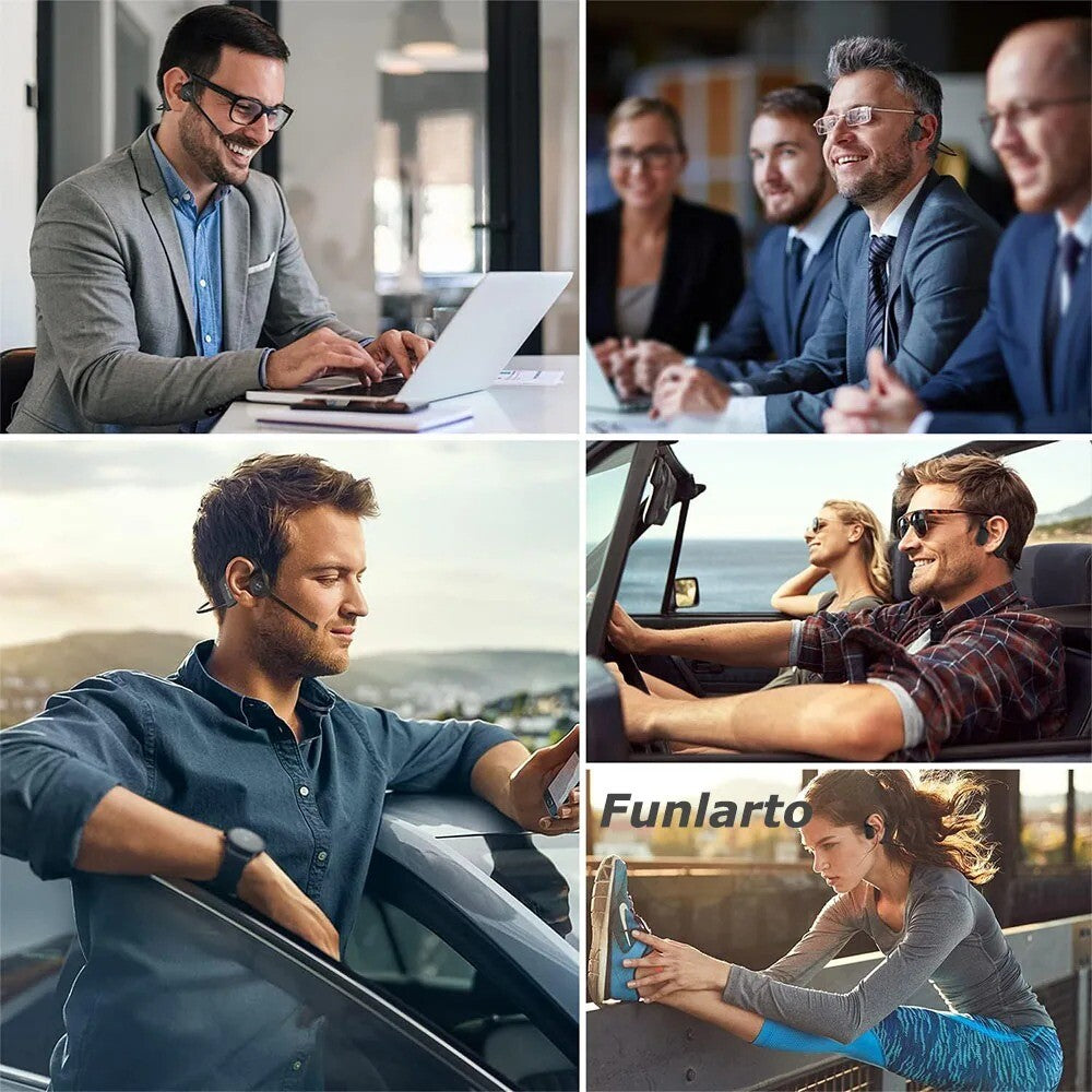 Bluetooth 5.3 Open Ear Wireless Headset with Dual Noise Cancelling Mic