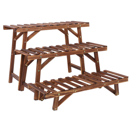 Wood Plant Stand 3-Tier Ladder Shelf for Indoor Outdoor Display
