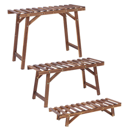 Wood Plant Stand 3-Tier Ladder Shelf for Indoor Outdoor Display