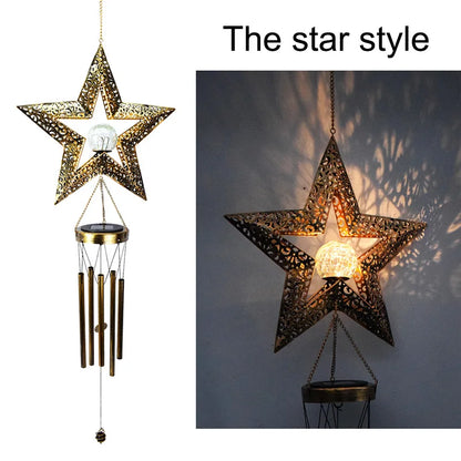 Solar Wind Chimes Outdoor Waterproof Copper Chimes Light