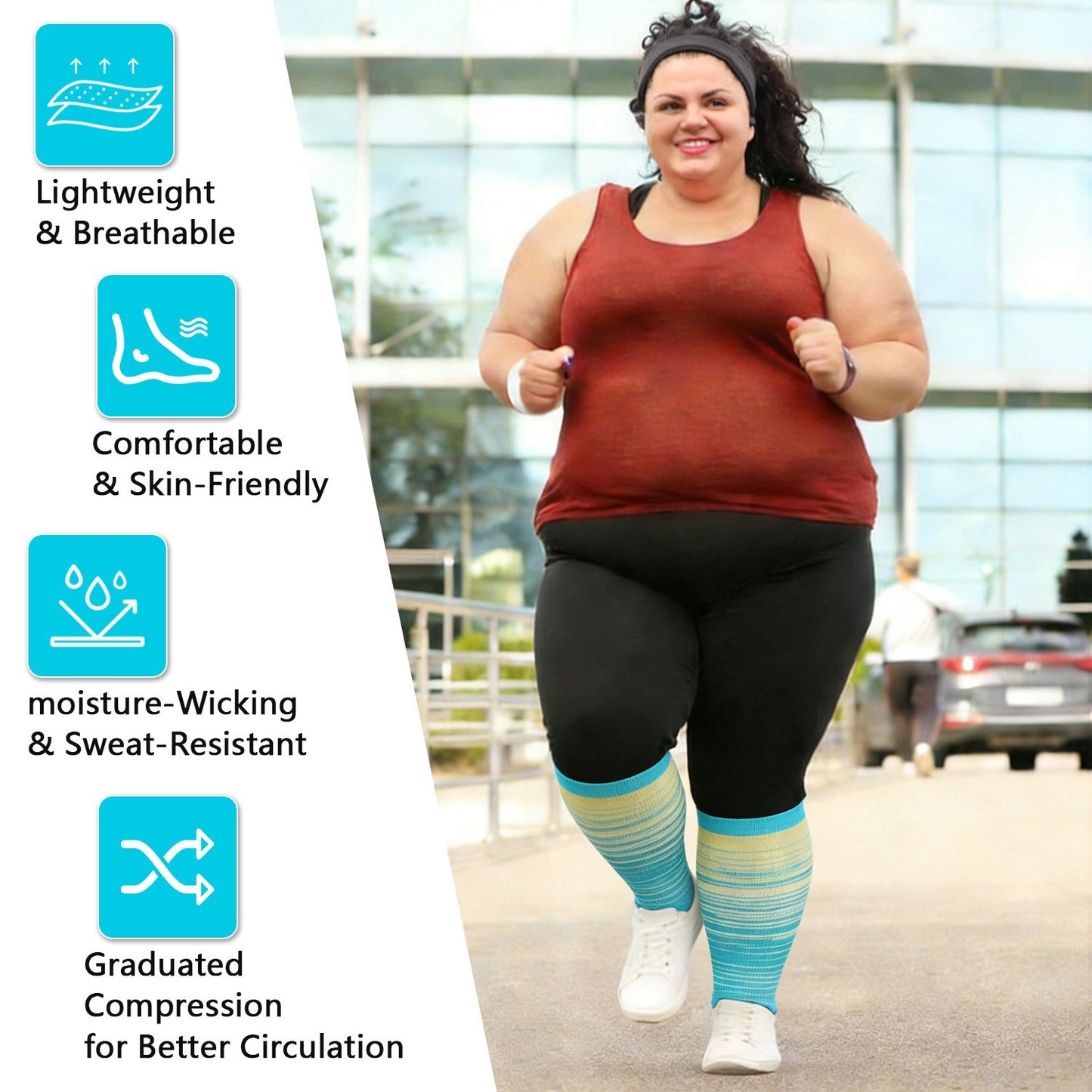 Plus Size Compression Socks 20-30 Mmhg for Men and Women Wide Calf 2XL