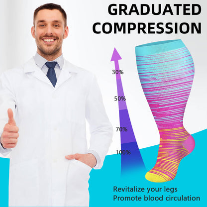 Plus Size Compression Socks 20-30 Mmhg for Men and Women Wide Calf 2XL