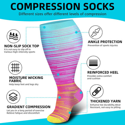 Plus Size Compression Socks 20-30 Mmhg for Men and Women Wide Calf 2XL