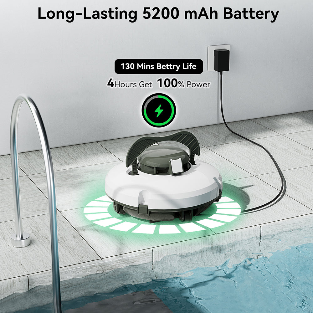 Redkey S100 Cordless Pool Cleaner - 130 Min Runtime, Self-Parking